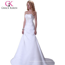 Grace Karin Ladies vestido de casamento sexy vestido de noiva branco sem alças CL3555